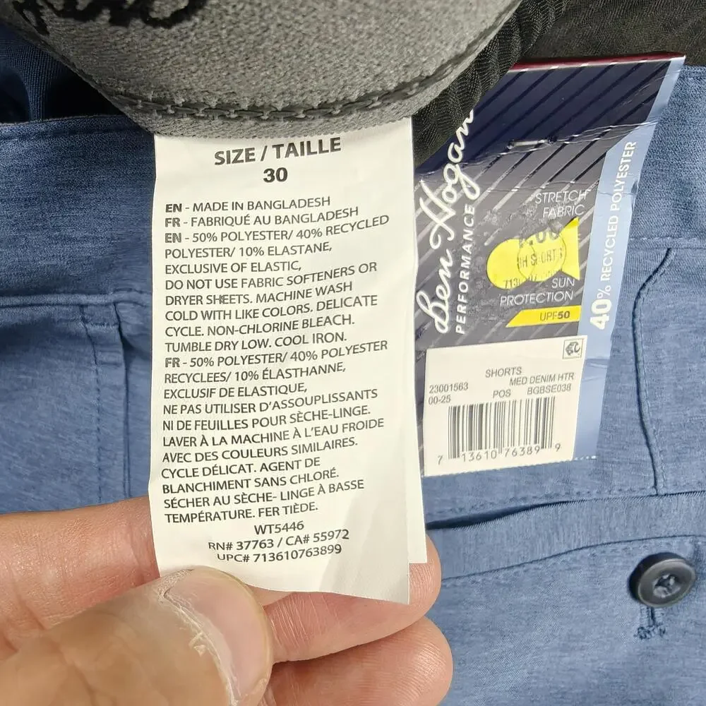 Ben Hogan Shorts Mens 30 Blue 8